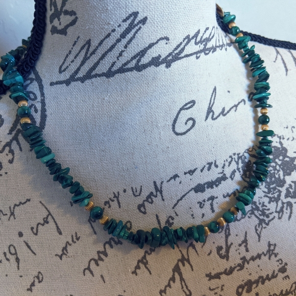 Green Gemstone Necklace Malachite Style 20" - Picture 2 of 4